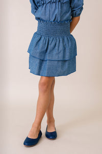 Tatum Tiered Skirt - Dover Denim
