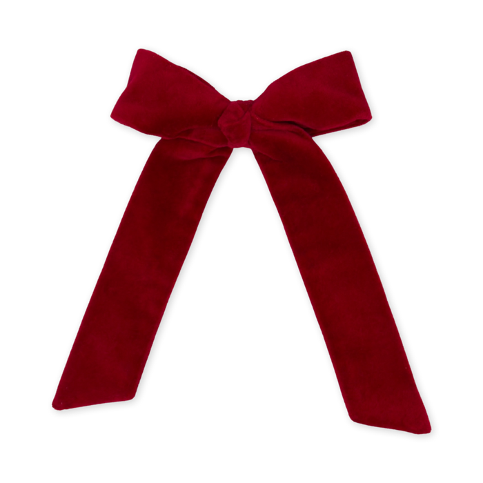 Lola Long Bow in Ruby Red Velvet