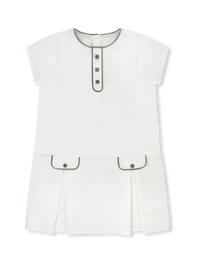 Harriet Dress  - Winter White Velvet, Leyland Green Velvet