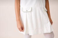 Harriet Dress  - Winter White Velvet, Leyland Green Velvet