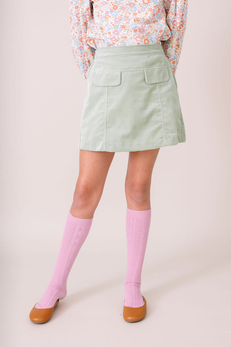 Claire Skirt - Leyland Green Velvet