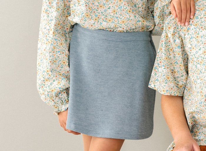 Lacey Skirt - Lake Blue Knit