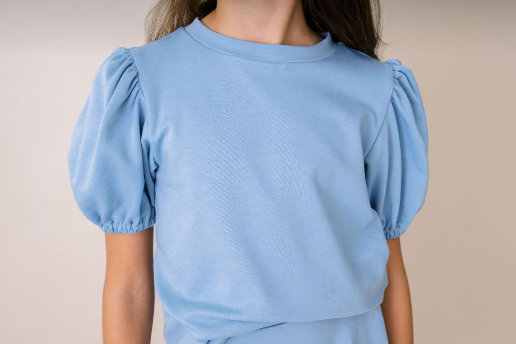 Jane Blouse - Lake Blue Knit