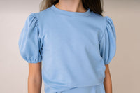 Jane Blouse - Lake Blue Knit