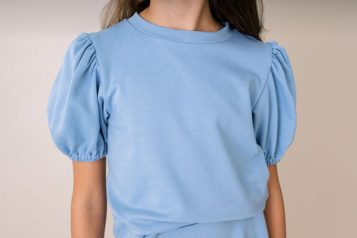 Jane Blouse - Lake Blue Knit