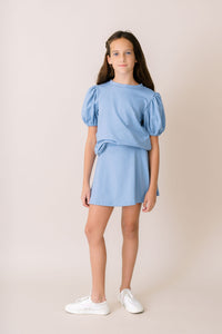 Lacey Skirt - Lake Blue Knit