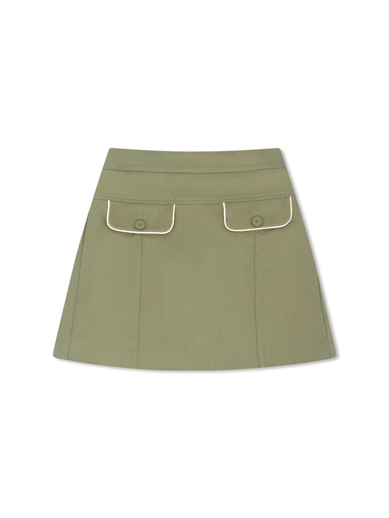 Claire Skirt - Garden Green, Cream