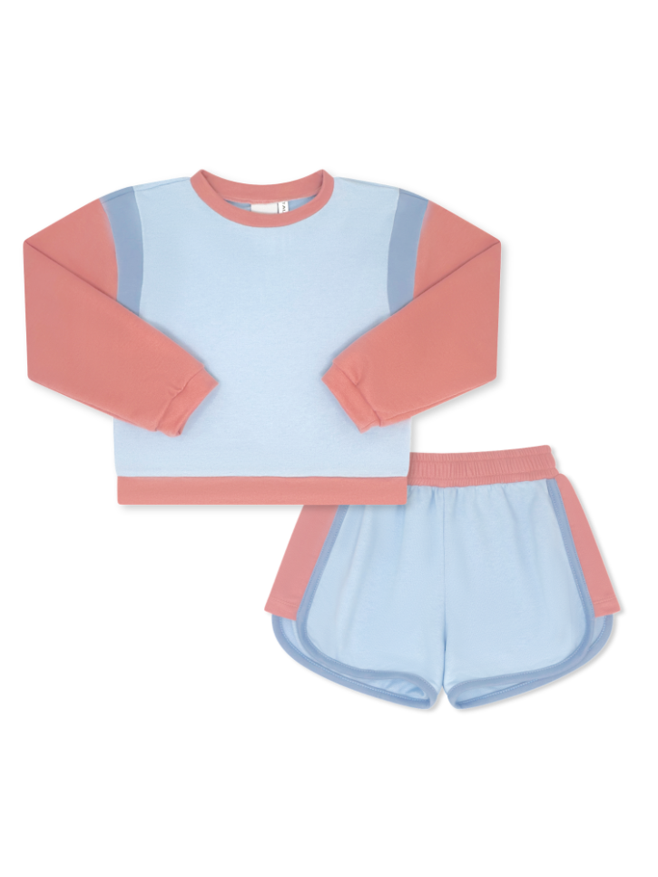 Ellie Everyday Set Long Sleeve - Lake Blue, Pembroke Pink