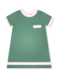 Landry Dress - Greenfield Green, Pink, White