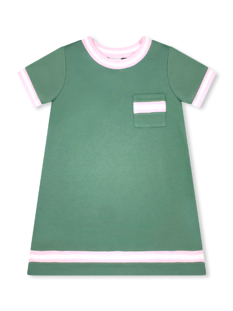 Landry Dress - Greenfield Green, Pink, White