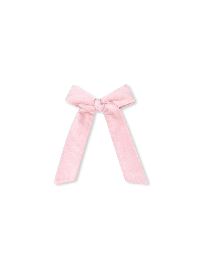 Lola Long Bow - Petite Pink Velvet