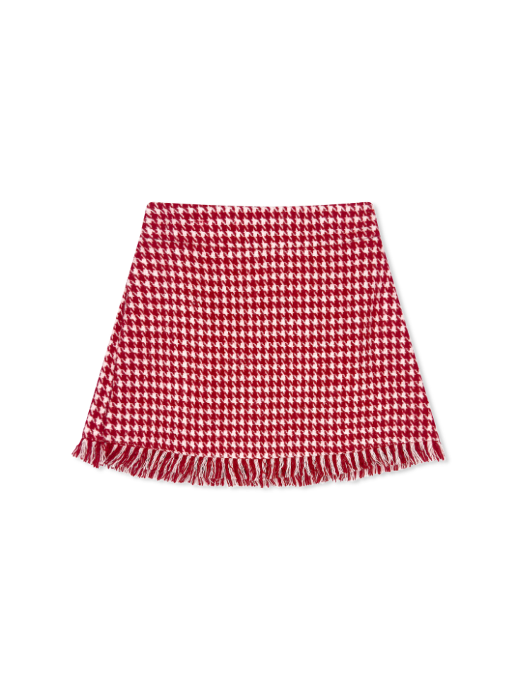 Kensington Fringe Skirt - Hartford Houndstooth