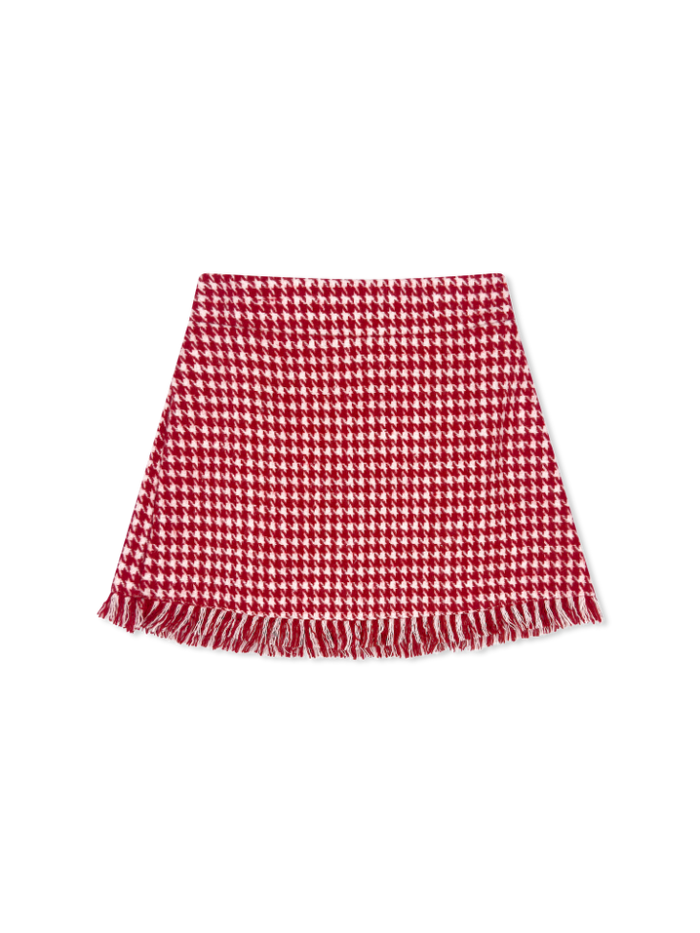 Kensington Fringe Skirt - Hartford Houndstooth