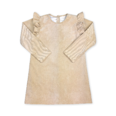 Evelyn Dress Long Sleeve - Alexandria Khaki Corduroy