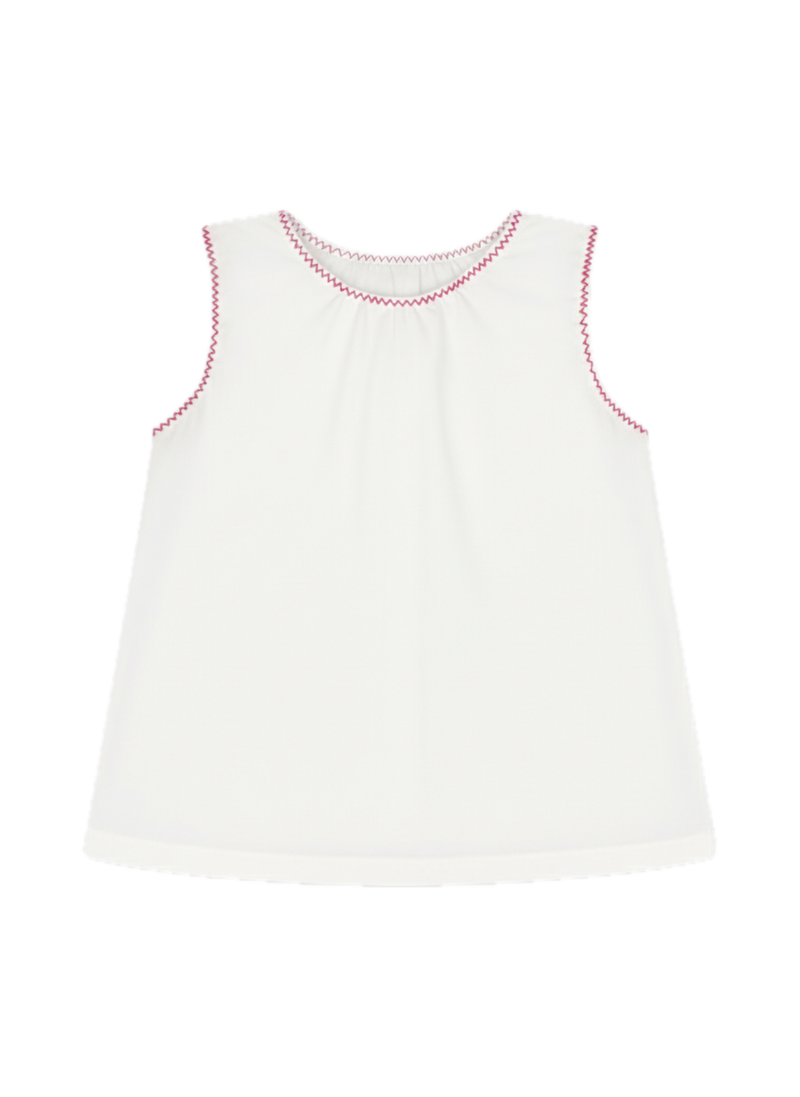 Bethany Blouse - Sterling White, Hot Pink