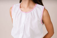 Bethany Blouse - Sterling White, Hot Pink