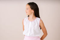 Bethany Blouse - Sterling White, Hot Pink