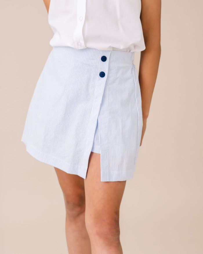 Julia Skort - Simple Blue Seersucker