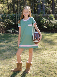 Landry Dress - Greenfield Green, Pink, White